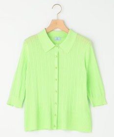 組曲 L 【WEB限定カラーあり】衿付きシアーニットポロ