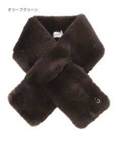 MOONBAT FURLA（フルラ）ビッグ差し込みファーティペット  アーチロゴ フェイクファー