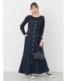 earth music&ecology ボタンキャミデニムワンピース