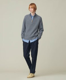 J.PRESS MEN 【Cash Lamb's Wool】畔編みハーフジップ ニット