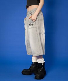 WEGO 【ユニセックス着用ITEM】ダブルニーロゴデニムショーツ