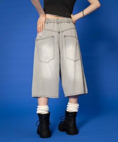 WEGO 【ユニセックス着用ITEM】ダブルニーロゴデニムショーツ