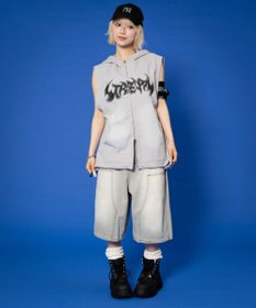 WEGO 【ユニセックス着用ITEM】ダブルニーロゴデニムショーツ
