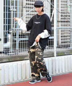 WEGO 【ユニセックス着用ITEM/2点SET】アクセ付きグラフィックアンサンブルT（LS）