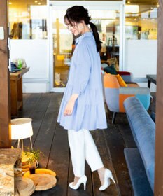 Tiaclasse L 【洗える】1枚で大人華やぐ2段ティアードシャツチュニック