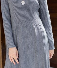 Tiaclasse 【洗える】1着でオシャレ感が出せるニットプリーツワンピース