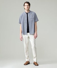 J.PRESS MEN 真夏を乗り切る爽快感と機能性【吸水速乾 / 接触冷感 / 高通気性 / ウォッシャブル】サッカーチェック シャツ / バンドカラー