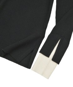 Green Parks ダブルカフスモックネック配色ニット