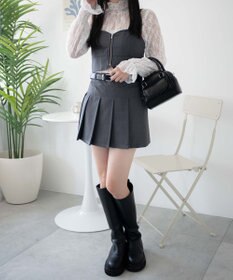 WEGO ベルト付プリーツミニスカパン