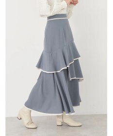 earth music&ecology パイピングフリルティアードスカート