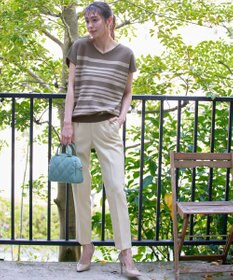 Tiaclasse L 【洗える】マルチボーダーフレンチスリーブニット