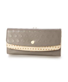 UNBILLION perche 牛革×ハラコ風ドットダブルかぶせ長財布