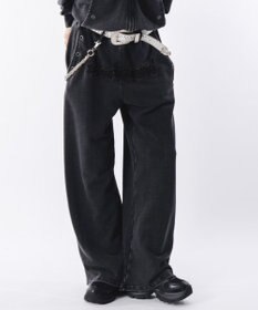 WEGO 【ウエストゴム/ユニセックス着用ITEM】ブリーチハトメスウェットパンツ