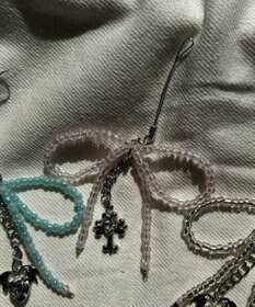 WEGO リボンビーズストラップキーホルダー