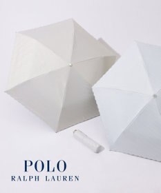 MOONBAT 【WEB限定/ 遮光率100％/遮熱/UV】POLO RALPH LAUREN（ポロ ラルフローレン）晴雨兼用日傘 ワンポイント ポロポニー ストライプ 折りたたみ傘