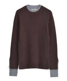 Green Parks ダブルカフスモックネック配色ニット