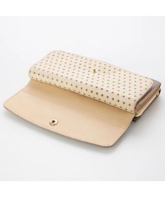 UNBILLION perche 牛革×ハラコ風ドットダブルかぶせ長財布
