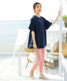 Tiaclasse 【洗える】キーネックフレア袖チュニックブラウス