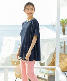 Tiaclasse 【洗える】キーネックフレア袖チュニックブラウス