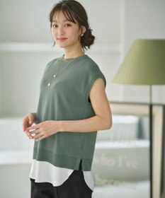 ANY SIS S 【洗える】フレンチスリーブシャツテール ニット