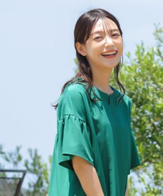 Tiaclasse 【洗える】キーネックフレア袖チュニックブラウス