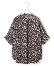 ICB L 【人気のため新色追加・接触冷感・UVケア・速乾・洗える】BackSatinAmunzen 5分袖バンドカラーブラウス