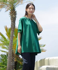 Tiaclasse 【洗える】キーネックフレア袖チュニックブラウス