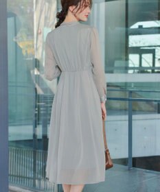 Tiaclasse L 【2WAY取り外しリボン付き】リボンタイラメシフォンワンピース