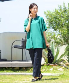 Tiaclasse 【洗える】キーネックフレア袖チュニックブラウス