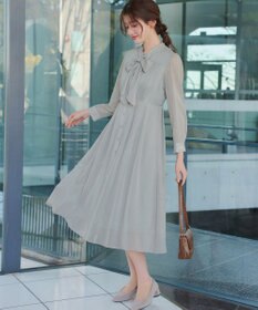 Tiaclasse L 【2WAY取り外しリボン付き】リボンタイラメシフォンワンピース