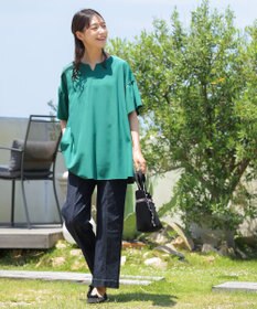 Tiaclasse 【洗える】キーネックフレア袖チュニックブラウス