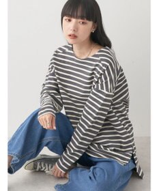 earth music&ecology バック釦ボーダーチュニック