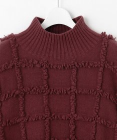 自由区 【カトリエムブーケ】Check frange フリンジプルオーバーニット