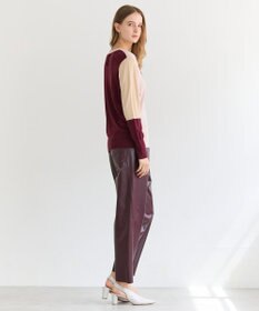 BEIGE， CHLOR / ウールシルク配色クルーネックニット