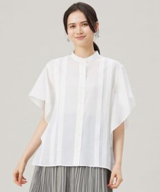 自由区 L 【接触冷感・吸水速乾・洗える】ナチュラルリネンフレア袖 シャツ