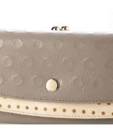 UNBILLION perche 牛革×ハラコ風ドットダブルかぶせ長財布