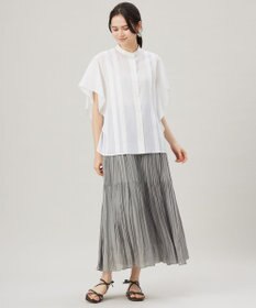 自由区 L 【接触冷感・吸水速乾・洗える】ナチュラルリネンフレア袖 シャツ