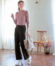 Tiaclasse L ミニチェッカー裏起毛・ストレートパンツ