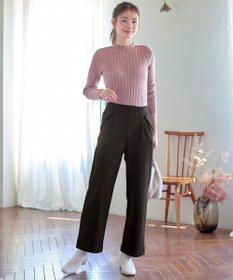 Tiaclasse L ミニチェッカー裏起毛・ストレートパンツ