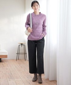 Tiaclasse L ミニチェッカー裏起毛・ストレートパンツ