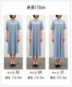 ICB L 【WEB限定・丈が選べる】ナチュラルストレッチタフタ 5分袖ワンピース