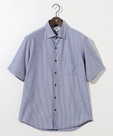 JOSEPH ABBOUD 【イージーケア・ストレッチ】コンパクトジャージーシャンブレーヘアラインストライプ シャツ ネイビー系1