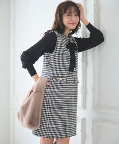 Feroux 【洗える】キーネックミディ ジャンスカ