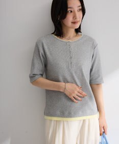Green Parks 配色ヘンリーネック半袖プルオーバー