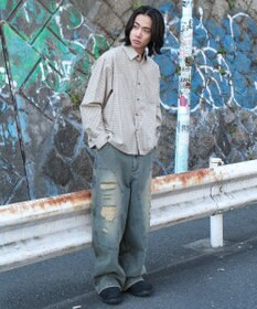 WEGO ダブルニーダメージデニムパンツ