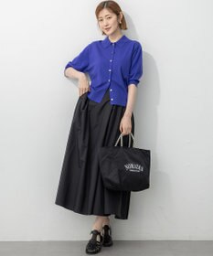 23区 L 【洗える/吊り干しOK】ヴィスコースストレッチ ポロニット カーディガン