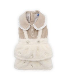 PET PARADISE ペットパラダイス ボア スカートつなぎ 《花刺繍》 小型犬