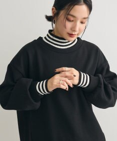 Green Parks 配色リブニットドッキング裏起毛プルオーバ