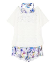 San-ai Resort（三愛水着楽園） 【新色ホワイト＆パープル入荷】４点セット水着　9M・11L【San-ai Resort（サンアイリゾート）】