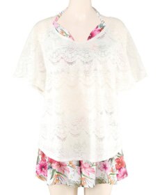 San-ai Resort（三愛水着楽園） 【新色ホワイト＆パープル入荷】４点セット水着　9M・11L【San-ai Resort（サンアイリゾート）】